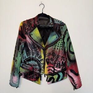 Multicolor hand-painted Graphic Women's Jacket